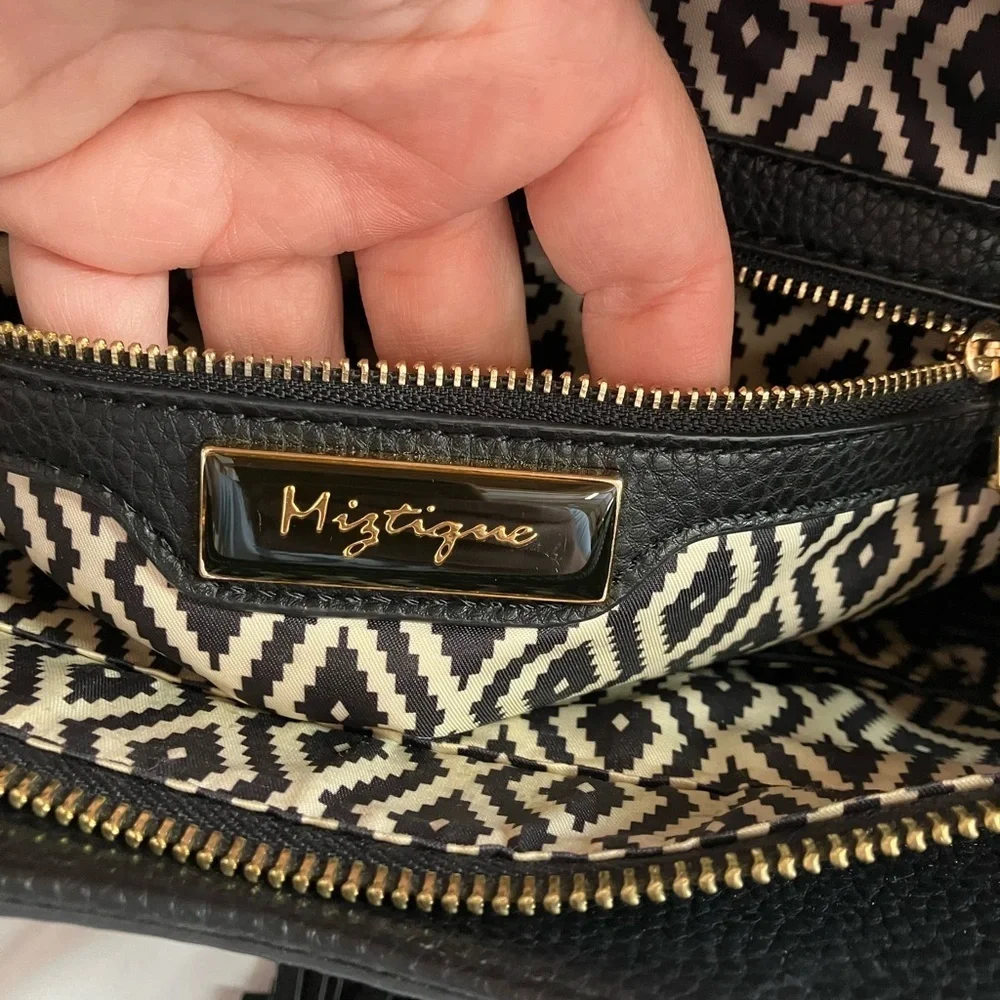 Miztique Black Tote with Gold Details